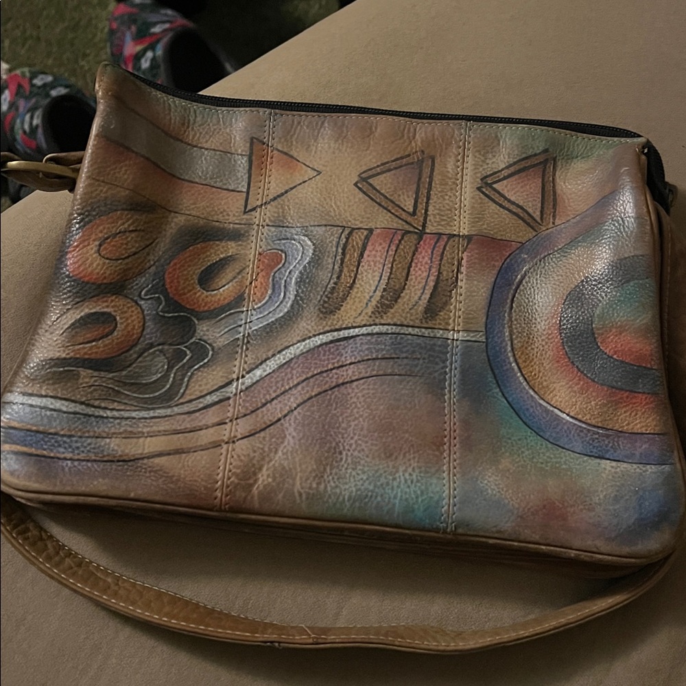 Anuschka Artistic Leather Bag with Earthy Tones